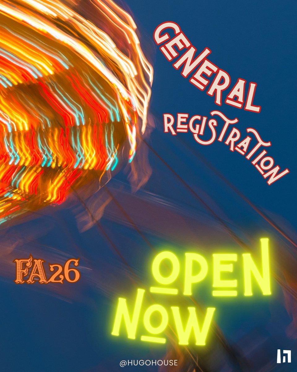 HugoHouse's tweet photo. General registration for Fall classes is now open! 🎠

This season, write a dark romance, study horror films, draft a manifesto, begin or revise your novel, , and much more.

Register by August 30 for early bird discounts. 

Browse the full catalog at the link in bio 🎡 https://t.co/Pi6UPLaoDR