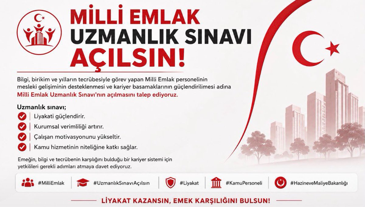 yanmaz97's tweet photo. Sayın bakanım @murat_kurum, 

Ülke ekonomisine ciddi katkılar sağlayan, bir çok mevzuat ve iş yükü altında çalışan Milli Emlak çalışanlarına yeterli sayıda kadroda Kurum içi Uzmanlık sınavı yeniden açılmalıdır. 

#MilliEmlakaKurumİçiUzmanlık 

@csbgovtr https://t.co/cz9bMbpcdr