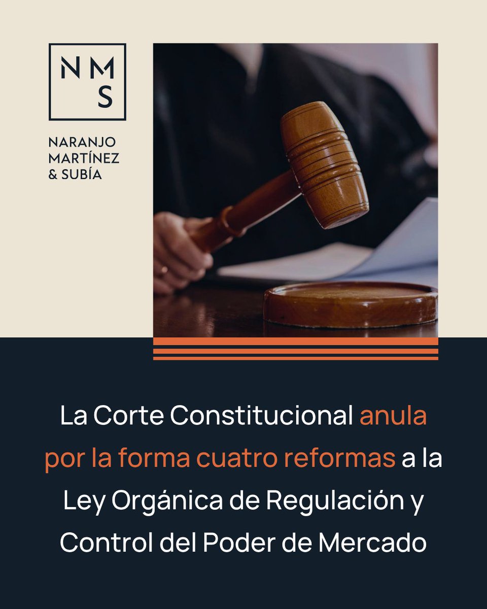 nms_law's tweet photo. #Ecuador | La Corte Constitucional declaró la inconstitucionalidad por la forma de cuatro reformas a la Ley Orgánica de Regulación y Control del Poder de Mercado.

🗞️ Los detalles en nuestra web https://t.co/xpHBxN1oNE