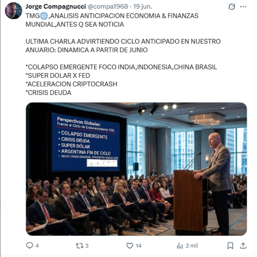 compa1968's tweet photo. #YOteAVISE EN TMG🌐
HACE EXACTAMENTE DOS MESES ATRAS, EN UNA DE MIS ULTIMAS CHARLAS, ANTICIPABA COLAPSO EMERGENTE X CRISIS DEUDA MUNDIAL, Y AVANCE DESARME POSICIONES DE FONDOS CON TENENCIA EN ACTIVOS ARG POR FIN DE CICLO

NO ESTA PREPARADA LA COMUNIDAD FINANCIERA PARA LO Q VIENE https://t.co/m6JWOh6008