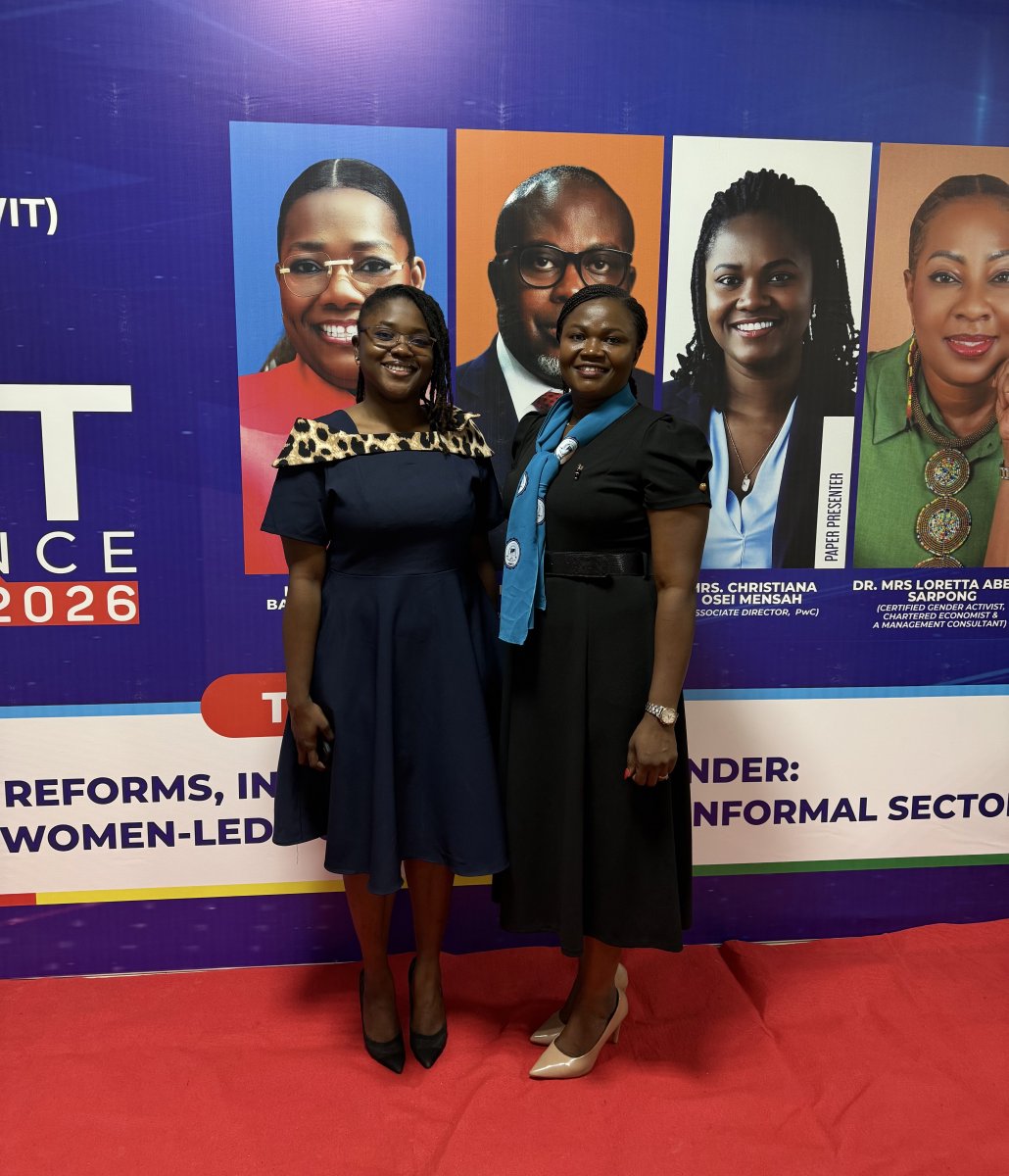 PwCGhana's tweet photo. At #SWIT2026, Christiana Osei-Mensah explored how simpler tax compliance, stronger taxpayer education and responsive policies can help more women-led businesses transition into the formal economy, broadening participation, growth and inclusion. 
#WomenInBusiness #TaxPolicy https://t.co/QXgWYlcujk