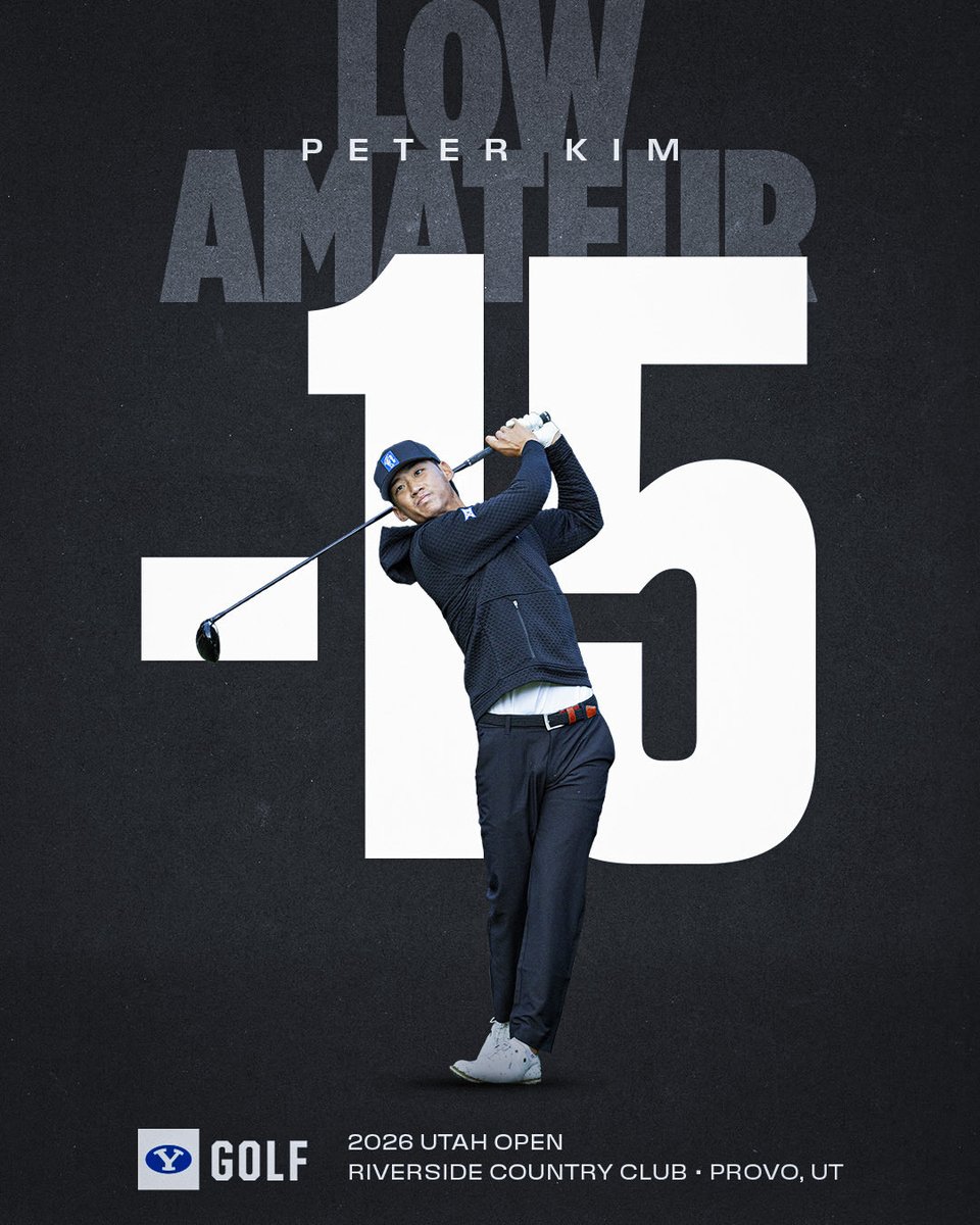 BYUmgolf's tweet photo. LOW AMATEUR🔥

Peter Kim earned low amateur honors at the 2026 Larry H. Miller Utah Open. https://t.co/Cu0prhosd9