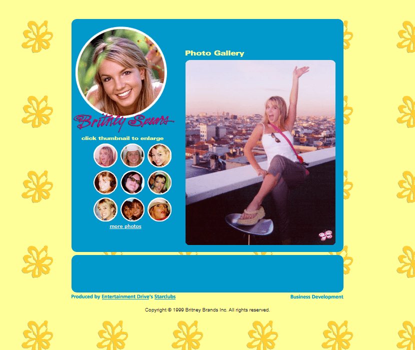 cupidstelephone's tweet photo. the britney spears website in 1999 https://t.co/qUxV6WgtKm
