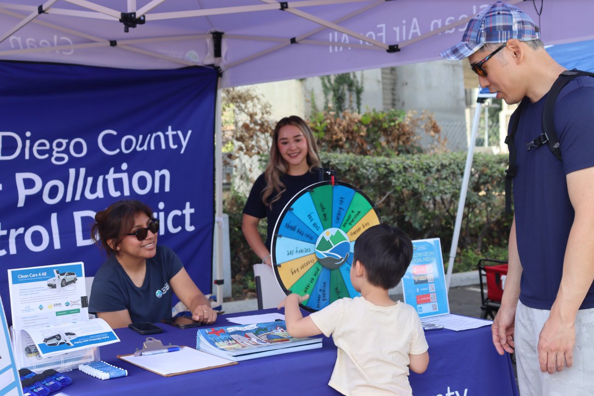 sdapcd's tweet photo. SDAPCD had a great time connecting with SD County families during Family Safety Day “Hang with Real Life Heroes”! 

SDAPCD staff shared info with residents about SDAPCD programs &amp; provided kids with a fun way to learn more about air pollution through an interactive activity. https://t.co/8MHSSanPkI