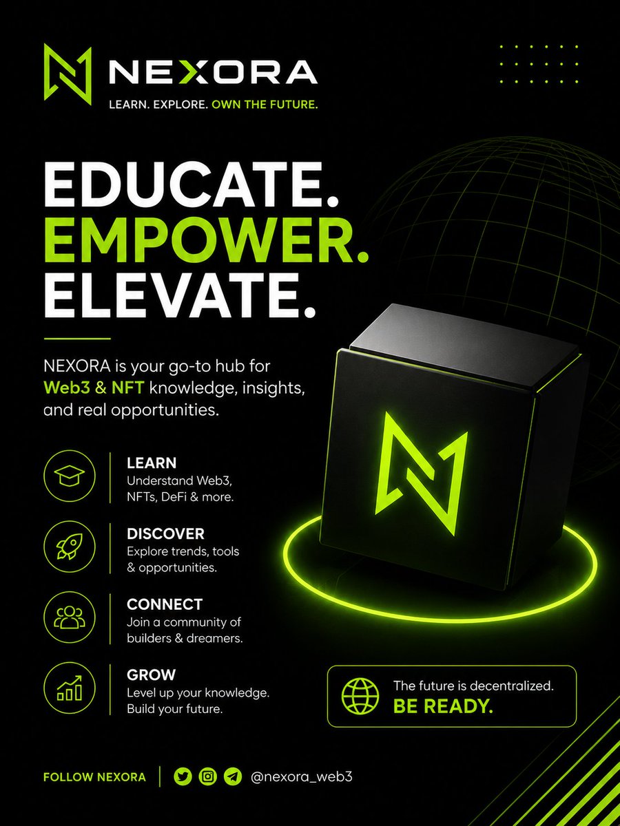 jagaban_herself's tweet photo. NEXORA β‘
The future isnβt waiting.
Learn. Build. Adapt.
Web3 is moving fast β and NEXORA is here to help you move with it.
#NEXORA #Web3 #Blockchain #NFTs #CryptoEducation #BuildInWeb3 https://t.co/sNMv0aW7VY