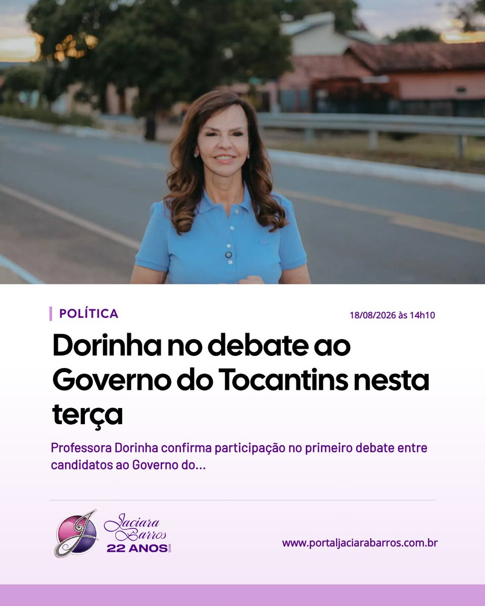 jaciarabarros's tweet photo. Professora Dorinha confirma participação no primeiro debate entre candidatos ao Governo do Tocantins nesta terça-feira, às 19h, promovido pela Record News e Rede Hits. Ela apresentará propostas focadas no desenvolvimento do Estado, destacando saúde, educação e infraestrutura.
Leia mais e acompanhe: https://t.co/rMZdGwGszG