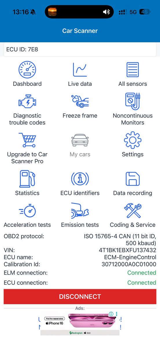 shredwithQpid's tweet photo. So I got an OBD scanner from Temu and it actually works 😂 https://t.co/r9KYCb36MP