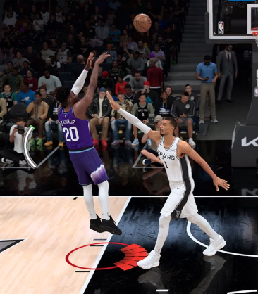 Beluba's tweet photo. There's an 8-tier color coded shot coverage feedback system for 2K27. The indicator under the shooter maps to the 8 tiers shown here. 

That same indicator will also show the attack direction and momentum of the ball handler -- you can use it as a cue to know which way to cut them off as an on-ball defender.