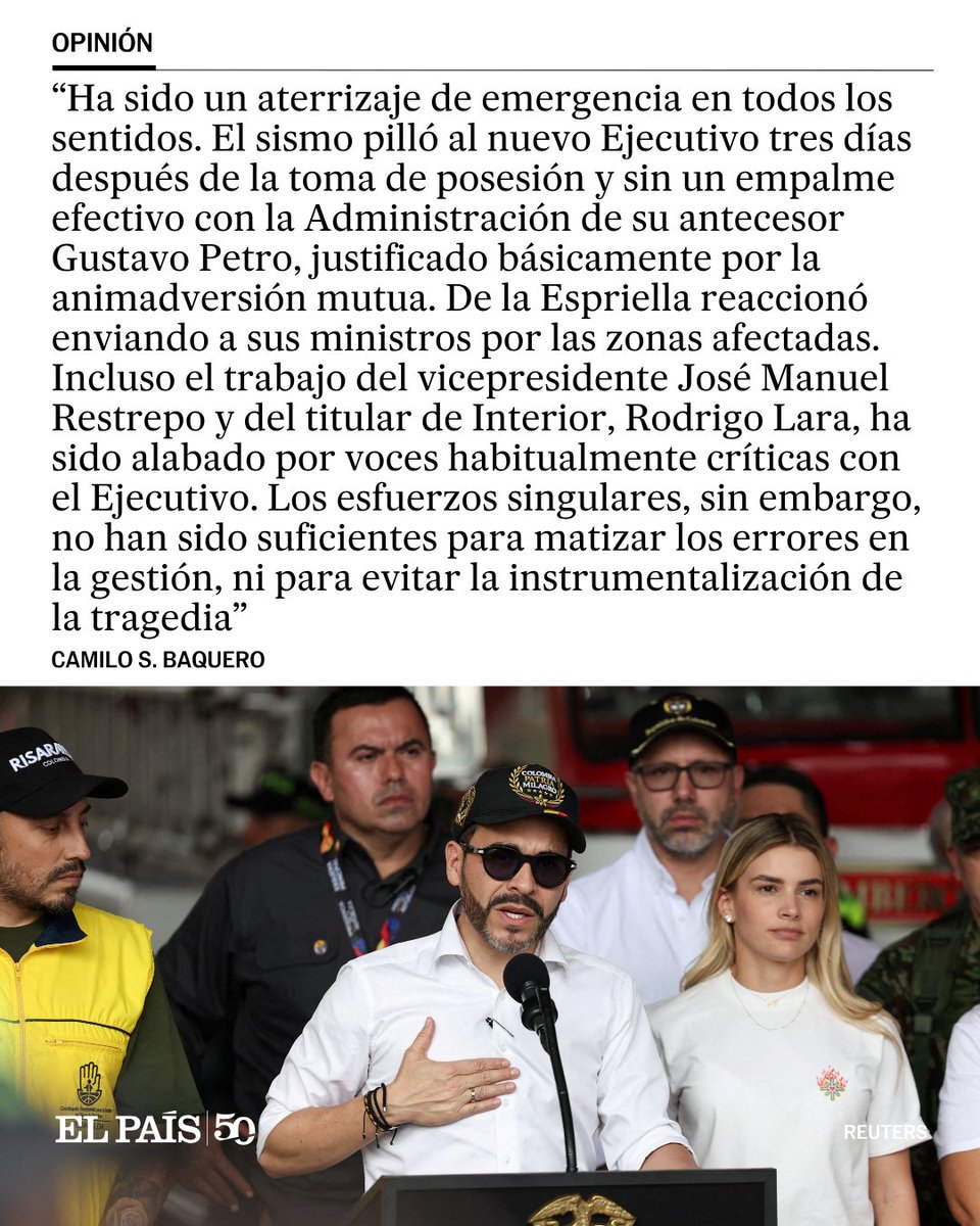 ElPaisAmericaCo's tweet photo. #RedDeRedes | "Los bandazos del presidente Abelardo de la Espriella en la gestión del terremoto colombiano echan leña a una ya polarizadísima conversación" https://t.co/2pl9SgqH26 https://t.co/YWAuA2WiOJ