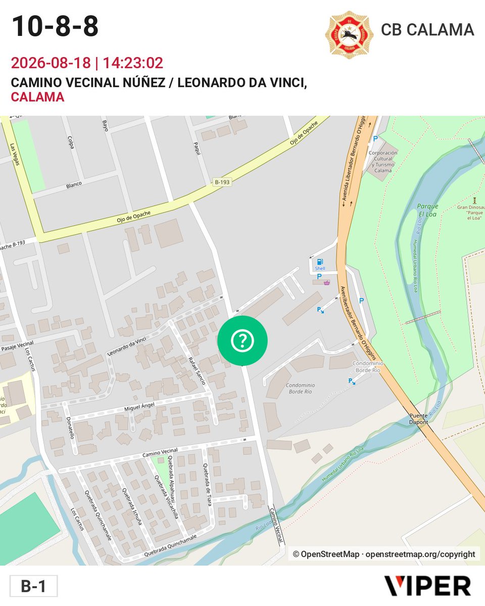 Viper_cbcalama's tweet photo. 10-8-8 CAMINO VECINAL NÚÑEZ / LEONARDO DA VINCI B-1 https://t.co/kLKfRpv0mO