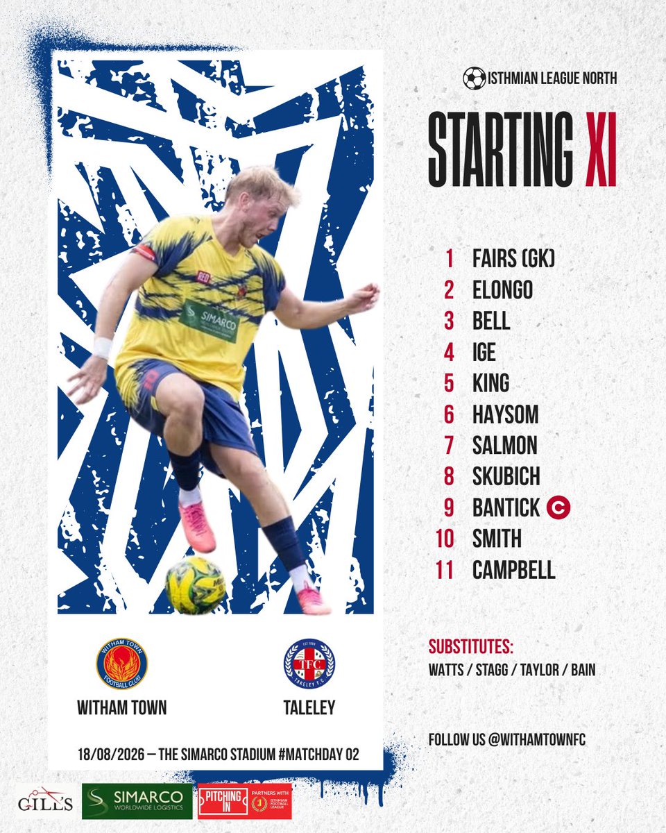 Withamtownfc's tweet photo. Your Starting XI to face Takeley https://t.co/39KtVvUfKv