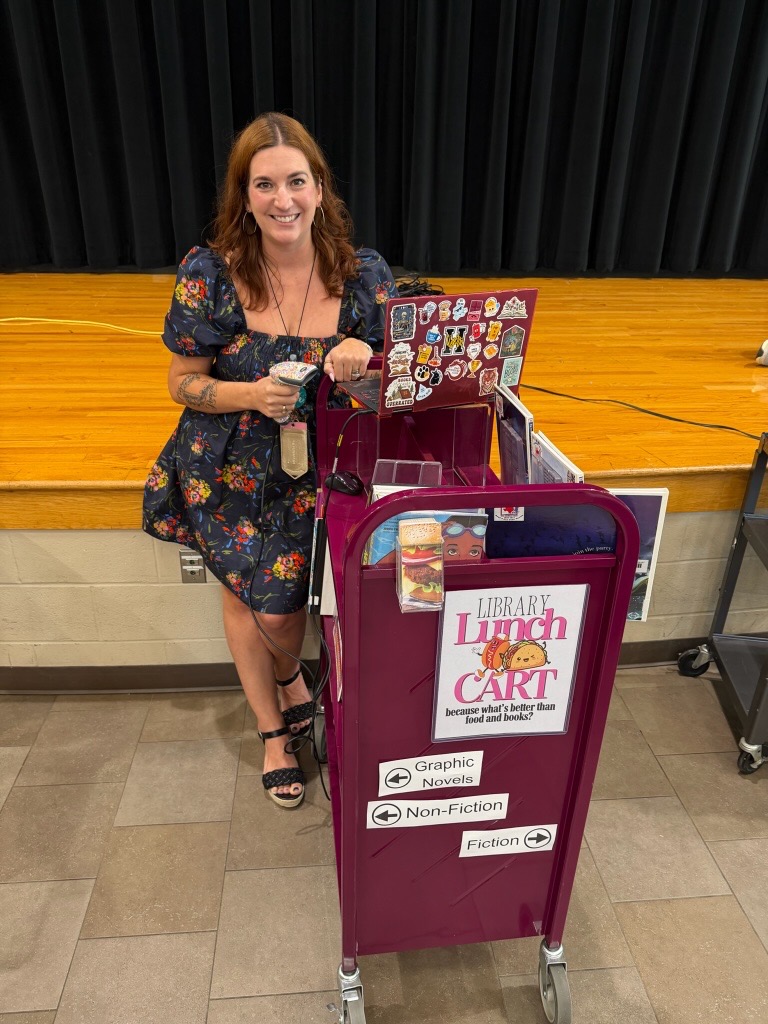 salyardsms's tweet photo. Books, smiles, and a whole lot of Bengal pride 🐅📚 Our Librarian, Mrs. Duke,  is making lunchtime extra special with her library cart...giving students the chance to read, relax, and recharge with a great story!

#WeAreSalyards #BengalPride #BengalsBelieve https://t.co/9SVqvfOHMG