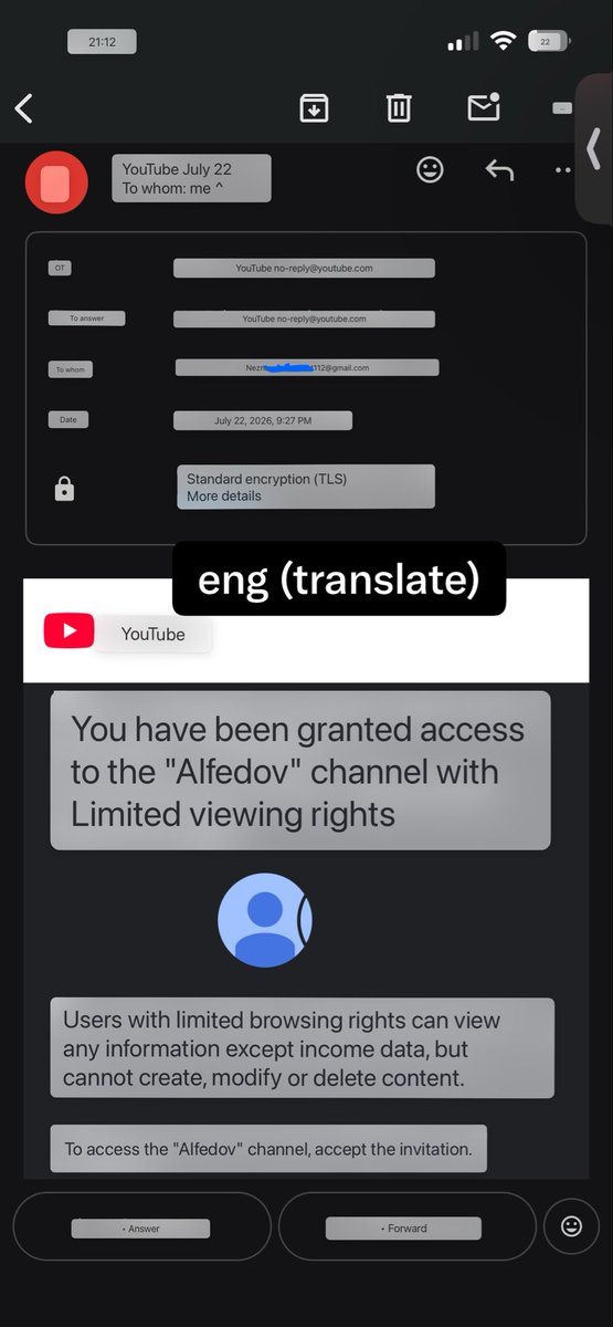 Satherisee's tweet photo. @TeamYouTube UCcaHWk9IZQViPJje17olEIQ - 22 days waiting. I provided proof @ialfedov supports my fan channel. He sent access "with limited viewing rights" as proof. His Creator Support tickets rejected twice due to confidentiality. I cant accept invite. Please give a concrete upd. https://t.co/prgUWORAyT