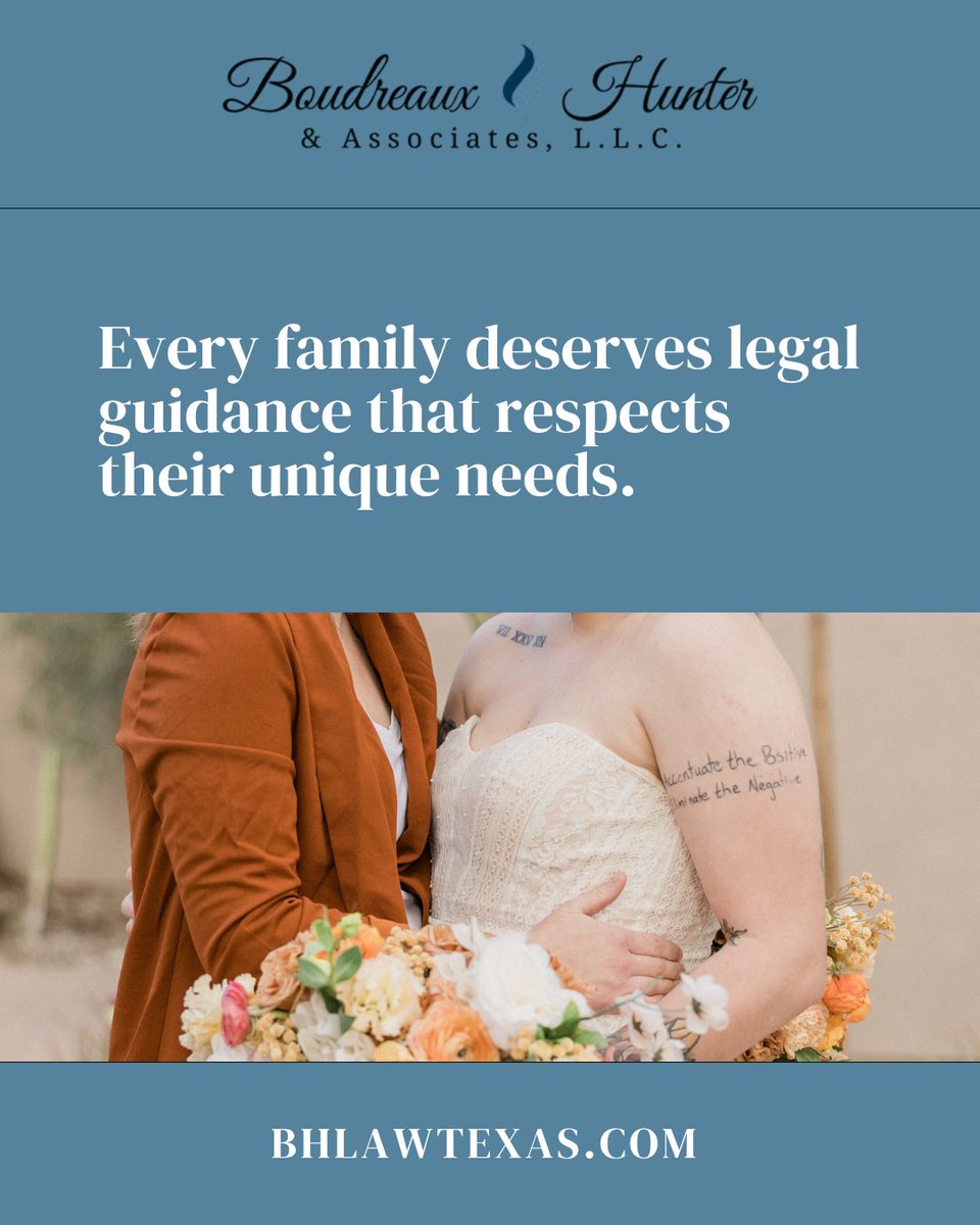 BHLAWTEXAS's tweet photo. Every family deserves legal guidance that respects their unique needs. LGBTQ+ individuals and families may face distinct family law issues. Understanding your options can help you move forward with confidence and clarity. https://t.co/fyeWAsnt3B https://t.co/VkdWvREiUy