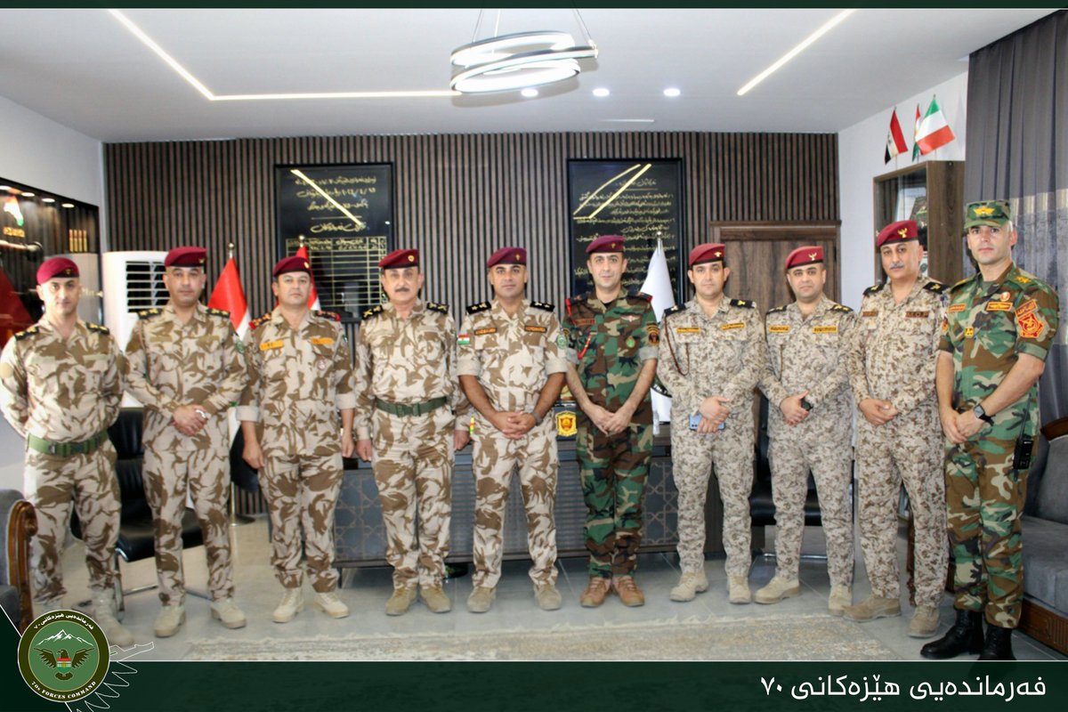 AreaCommad2's tweet photo. Staff Maj. Ahmad Fakhraddin Faraj, Deputy Commander of Forces 70 Command’s Warfare School, completed basic course no. 20 at Iraq’s Special Forces Training School in Baghdad, securing fourth place among participants.

A ceremony was held to honor Staff Maj. Faraj, where he received awards of appreciation from the Warfare School and on behalf of Forces 70 Command.

His participation followed the directives of Staff Lt. Gen. Omar Salih Hassan, Commander of Forces 70, and aimed to enhance the military and academic capabilities of the Kurdistan Peshmerga forces through modern special forces training.