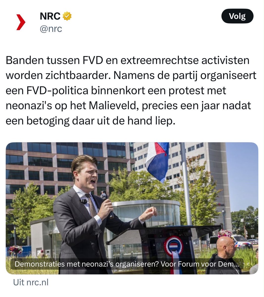 fvdemocratie's tweet photo. Het artikel is feitelijk onjuist. Forum voor Democratie heeft geen enkele betrokkenheid bij de demonstratie die op 19 september op het Malieveld gepland staat. Wij vaardigen geen sprekers af en organiseren of steunen de bijeenkomst niet. Evenmin hadden wij enige betrokkenheid bij “Elsfest” vorig jaar.

Voor de zoveelste keer laat NRC – ooit een kwaliteitskrant die geïnteresseerd was in feiten – zich meeslepen door fanatieke FVD-haat. De krant fantaseert over demonstraties waarbij onze partij aanwezig zou zijn, terwijl daarvan geenszins sprake is.