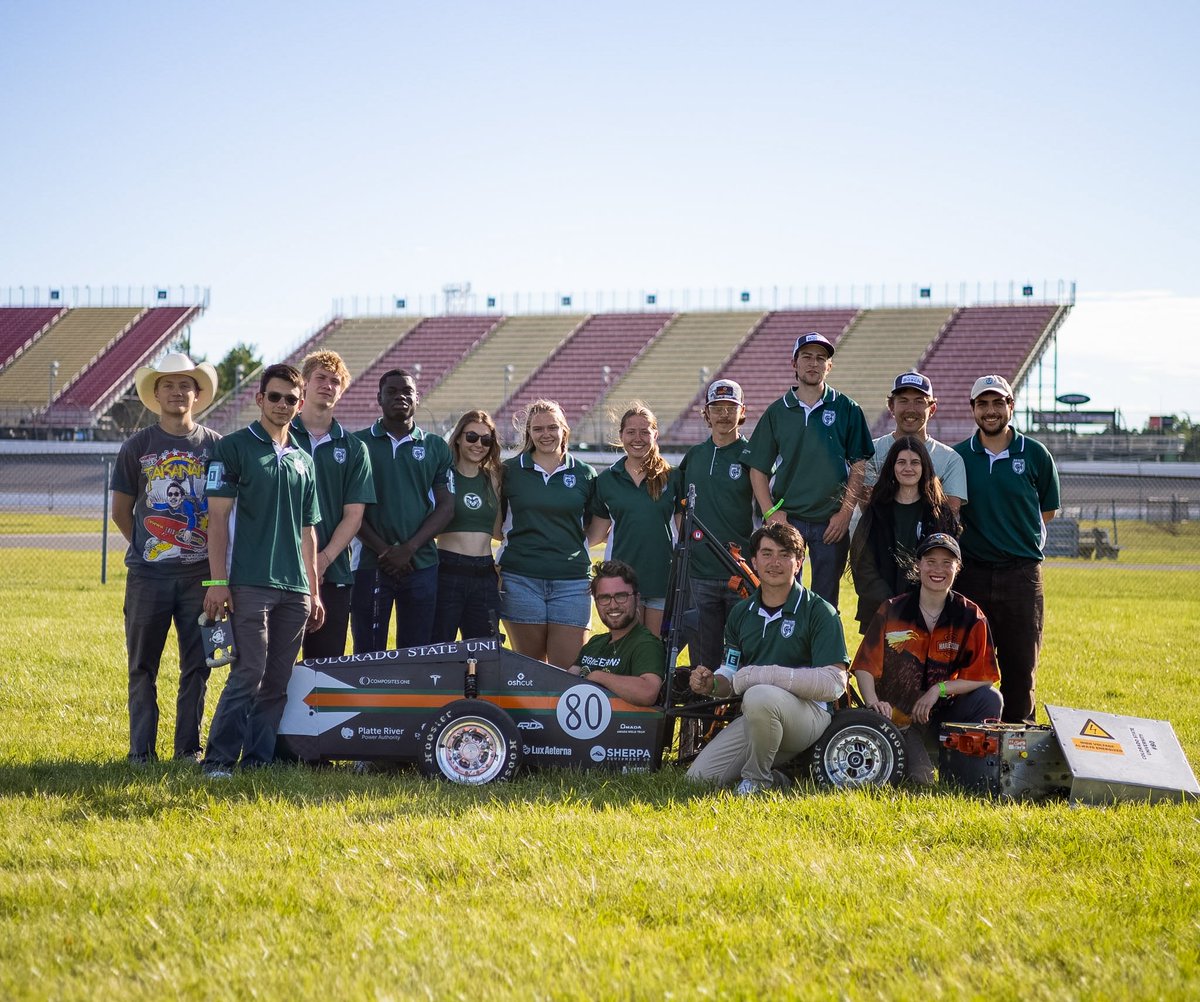 PRPAuthority's tweet photo. Platte River and Efficiency Works proudly support Colorado State University’s Ram Racing Formula SAE Electric team as they design, build and compete with a student-engineered electric race car. Our sponsorship helps provide students with hands-on experience in electric vehicle technology, engineering and innovation while preparing the next generation of energy leaders.
 
"Competition this year was amazing. The requirements, collaboration and quality of work we saw from other teams, and the competition itself, was a humbling and inspiring experience. To share this with so many students who have never been to any FSAE competition was a privilege, and walking away with newfound knowledge and a clearer understanding of how to do this correctly is going to equip the next generation well. This was the first time CSU has built two cars in 1 year, and the development of this car and our team culture couldn't have happened without the support of Platte River and Efficiency Works. Building an EV is hard, and now we have a better framework, documentation, and lessons learned. Our team is actively meeting and working towards applying this knowledge as we look forward to kicking off vehicle build for the 2027 season this Fall." -Oscar Whenham, senior mechanical engineering student (now graduate)