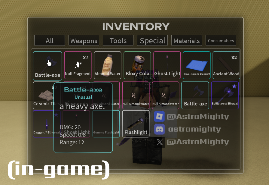 AstraMighty's tweet photo. An Inventory + hotbar UI I designed and built in Roblox Studio. ✨ #roblox #robloxui #robloxdev #ROBLOX #ui https://t.co/5Ldc8EhkgI