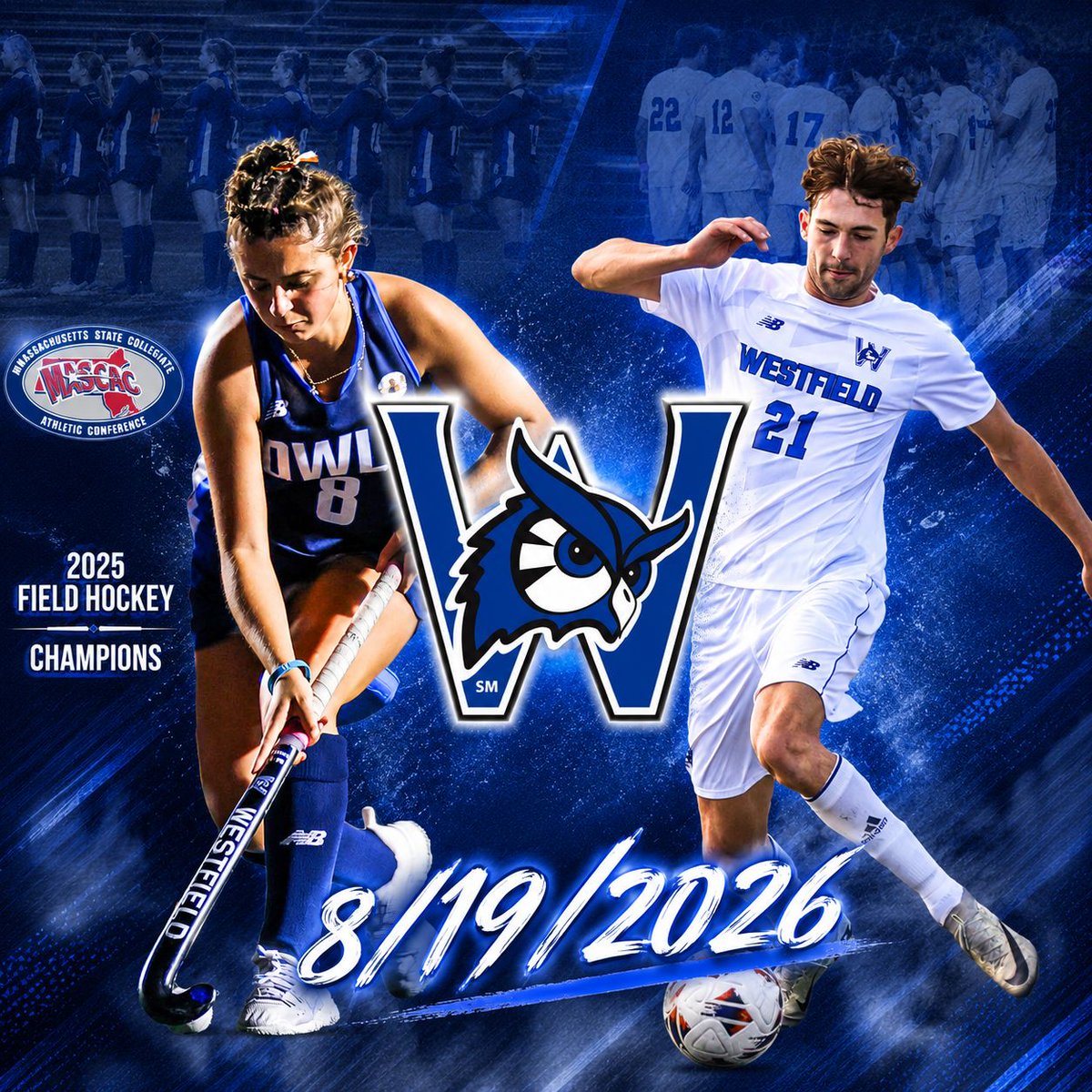 WestfieldOwls's tweet photo. One more day, two more programs return to campus as Owls field hockey and men's soccer open the preseason tomorrow! #LetsGoOwls https://t.co/lhlPZzZQmp