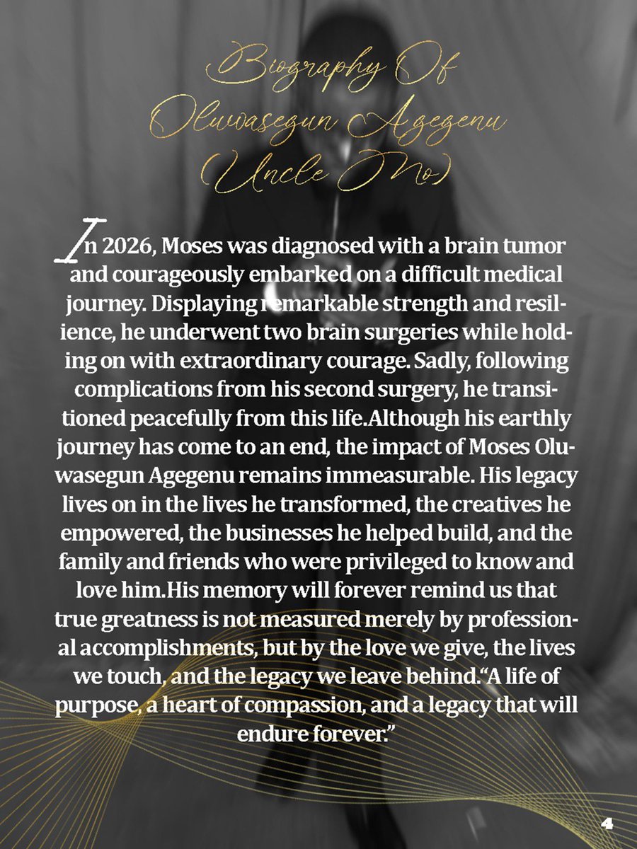 onlyunclemo's tweet photo. With profound sadness and heavy hearts, we the Agegenu Family, announce the passing of our dearly beloved Moses Oluwasegun Agegenu. (Uncle Mo).

Rest peacefully, Uncle Mo. ❤️‍🩹🕊️
Forever loved. Forever remembered. Forever missed. https://t.co/8rubpJRwgC