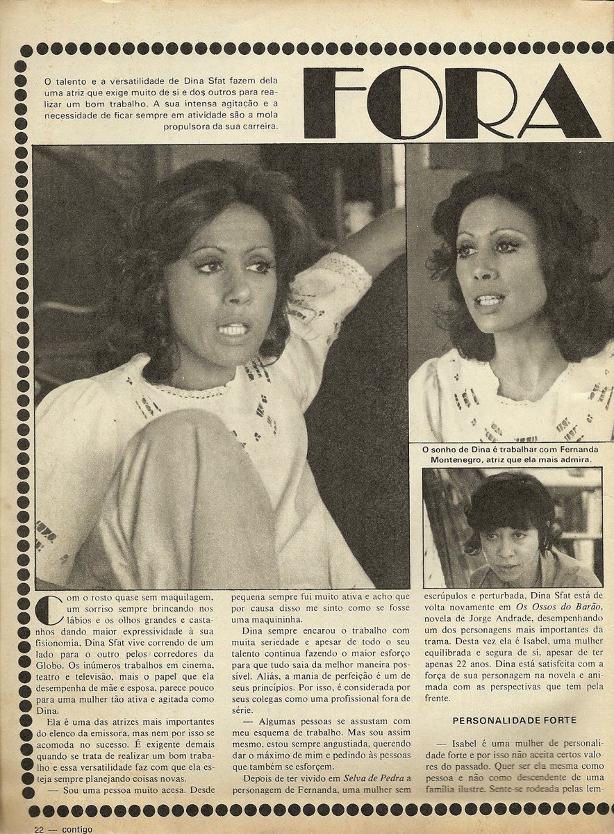 acervodinasfat's tweet photo. dina em ‘fora de série’, matéria da revista contigo, edição nº 140, de 1973. https://t.co/6Y40zPkvDt