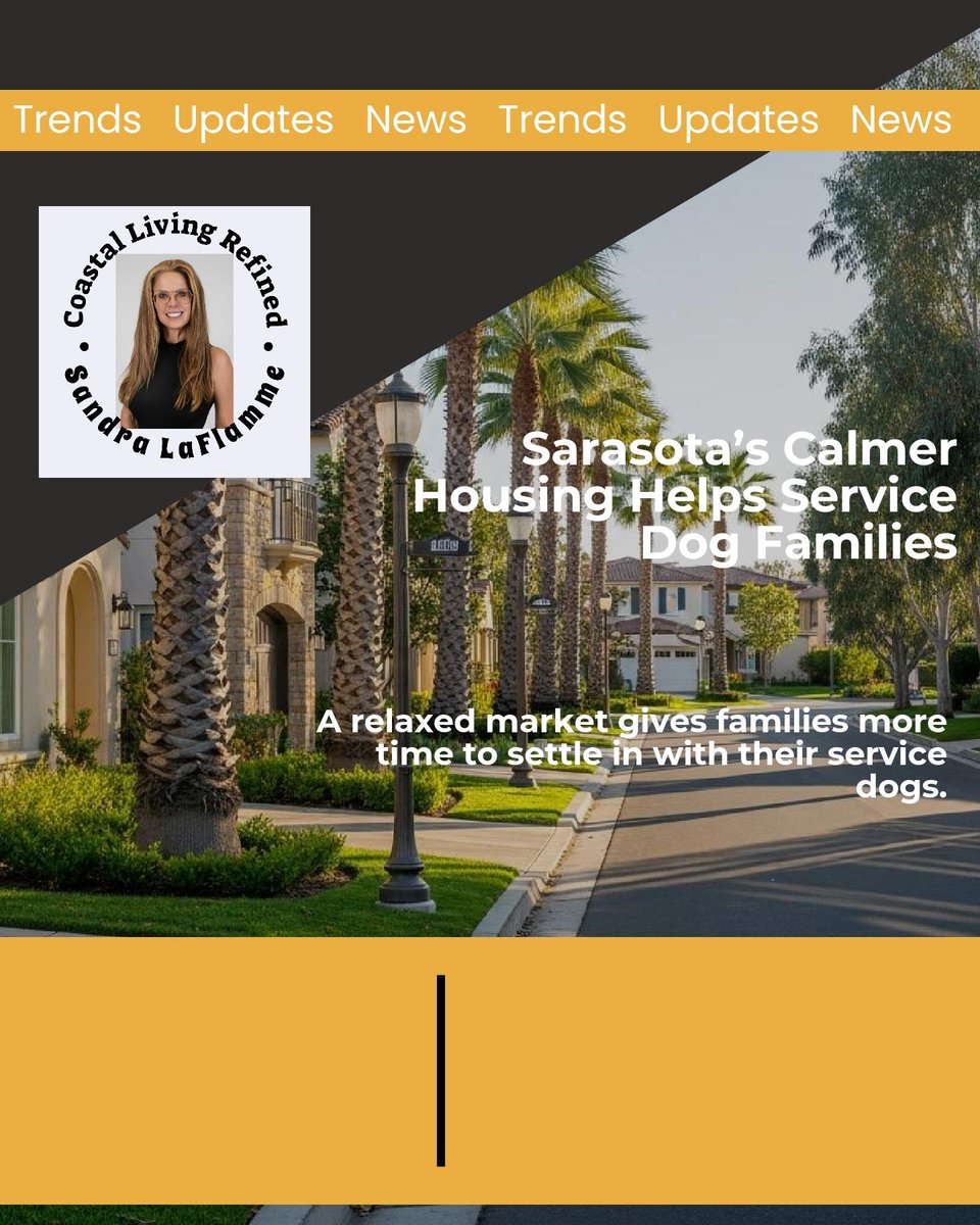 SandraELaFlamme's tweet photo. A calmer Sarasota housing scene gives service dog families more time to ease dogs into tourist crowds and busy spots after moving. 🐾🛒 

What’s your top tip for city acclimation with a medical alert dog? https://t.co/PalSvYF9ER
