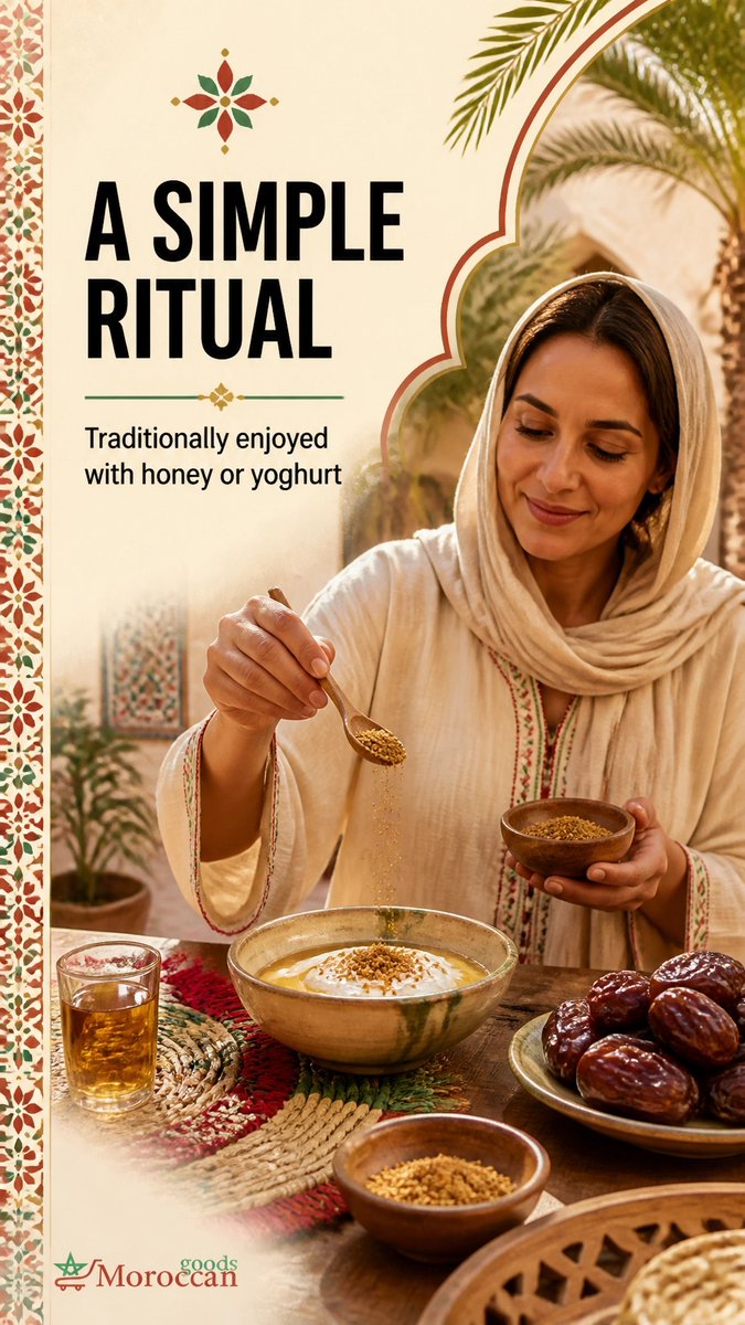 GoodsMoroccan's tweet photo. From Morocco’s palm groves, palm date pollen reflects oasis tradition: naturally nourishing and traditionally enjoyed with honey or yoghurt. A heritage ingredient, treasured across generations. #MoroccanHeritage https://t.co/pEbLO5EHCg