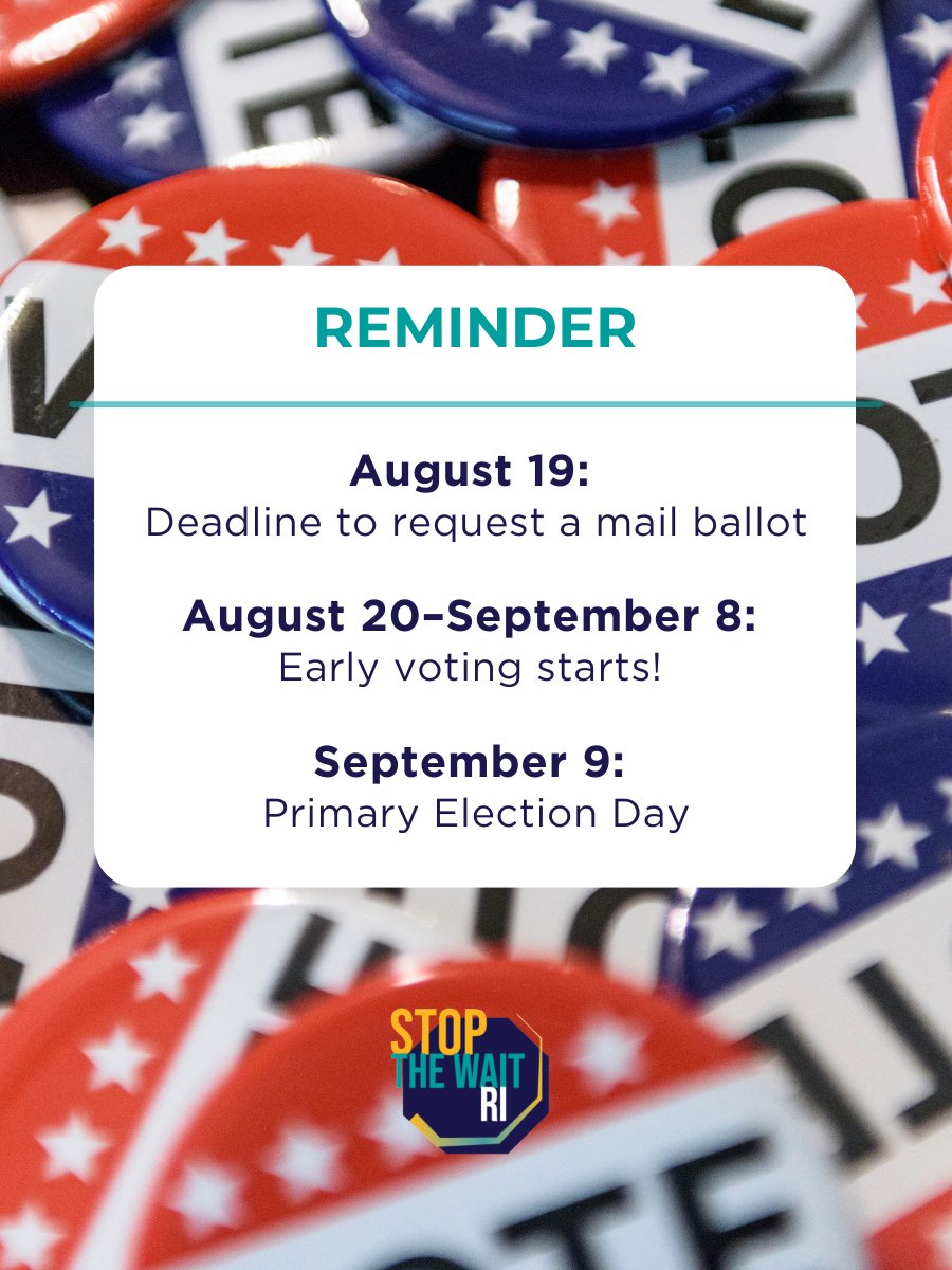 stopthewaitri's tweet photo. The #PrimaryElection is coming up! 📣 ¡Se acercan las #EleccionesPrimarias!
Request your mail ballot/Solicita tu boleta de voto por correo: https://t.co/2sxBRYlWyL
Find your early voting location/Encuentra tu lugar de votación anticipada: https://t.co/BmxcjAP4yf
#RhodeIsland https://t.co/FWc5Hg0XXx