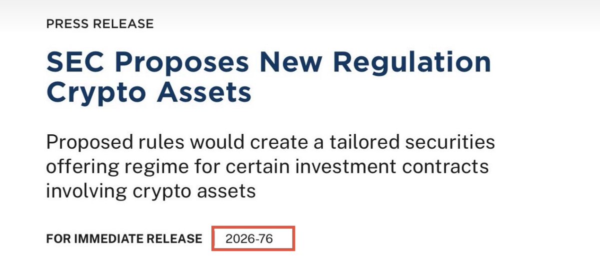 DefendDark's tweet photo. SEC proposes New Crypto Regulations

Right before the Clarity Act Vote

Bullish https://t.co/Pjwn5YcWDB