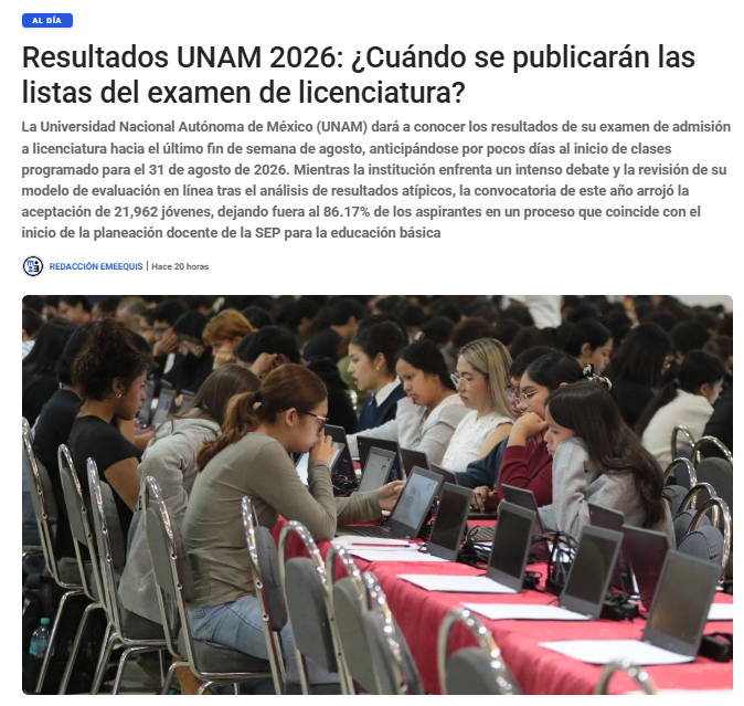 emeequis's tweet photo. Miles de jóvenes están contando los días.

La UNAM publicará los resultados de ingreso a licenciatura hacia el último fin de semana de agosto. Detrás de cada folio hay meses de estudio, nervios y una realidad implacable: este año sólo fueron aceptados 21,962 aspirantes, mientras que más del 86% quedó fuera.

La universidad más grande del país sigue siendo también una de las más difíciles de entrar.

https://t.co/gMxQ9TeyCB