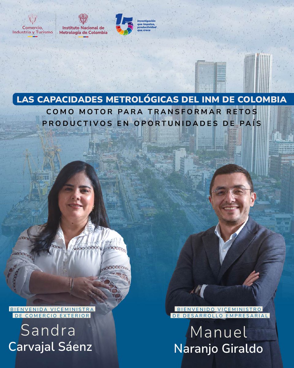 INMdeColombia's tweet photo. Desde el @INMdeColombia damos la bienvenida a los viceministros de #ComercioExterior y #DesarrolloEmpresarial. Ponemos nuestras capacidades metrológicas al servicio del comercio, sofisticación empresarial y productividad, transformando retos productivos en oportunidades de país https://t.co/f693aIuzc6