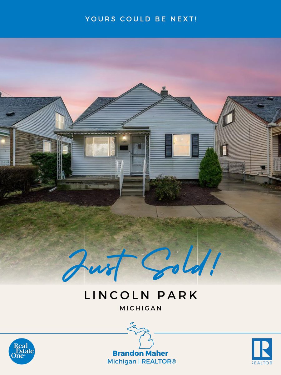 BrandonMRealtor's tweet photo. Just Sold | Lincoln Park, MI😊

Bungalow | 1950 | 1,050 sq ft. | 3 bed | 1.5 bath |
2.5 car garage

Sold on May 1st, 2026.

🌐https://t.co/8HNk93lgor https://t.co/LpoEuQptru