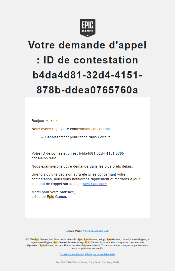 MaxSubarashi's tweet photo. Je me suis fais bannir de Fortnite le 10 aout pour "exploitation de faille" alors que je n'ai rien fait, j'ai juste voulu lancer 2 parties, je n'ai toujours pas eu de réponse à mon appel alors que ca fait 8 jours que j'ai fais ma demande, c'est pas normal de laisser ses joueurs dans l'attente quand on à rien fait à part vouloir jouer à votre jeu ! Certaines personnes se voient débannir en moins de 24h !
Je fais appels à vous pour m'aider à faire avancer mon dossier s'il vous plait, merci à ceux qui partage et qui essayeront de m'aider 
@FortniteStatus @FNCompetitive @FortniteFR @Fortnite @SiankaTv @Nanxss @snaggyfnt @FAcrackly @EpicGamesFR @EpicGames