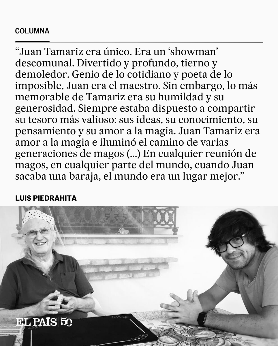 el_pais's tweet photo. Columna | "Aquí, en España, quizá por tenerlo tan cerca, nunca fuimos conscientes de la importancia que este hombrecillo de pelos largos y gritos locos tiene para los magos de todo el mundo", por Luis Piedrahita https://t.co/DAf1eVhjVK https://t.co/qN4qWvLosQ