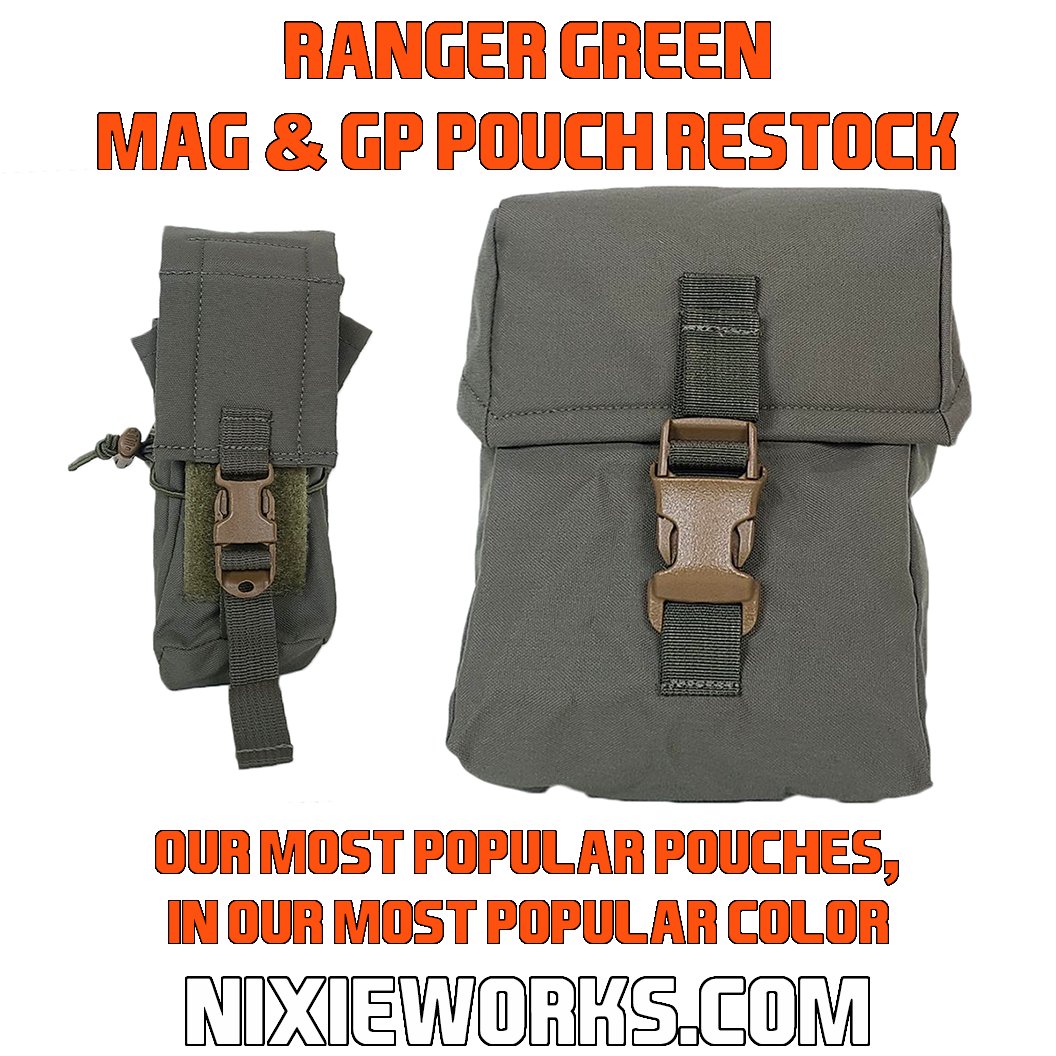 nixieworks's tweet photo. Triple Mag Pouches and 3WIDE Classic GP Pouches in Ranger Green are back, and are on our site now! These are our most popular pouches in our most popular color and they often sell out, so if you want some get em now! As always, made in the USA by actual real Americans https://t.co/vFzzcmB0lW