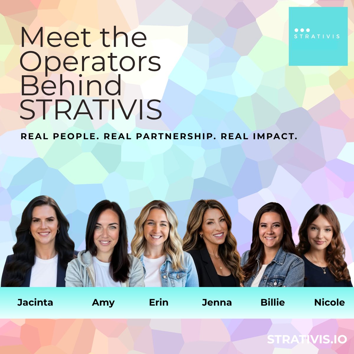 STRATIVIS_HR's tweet photo. You’ve met the team behind STRATIVIS.

Different strengths. One shared mission: helping businesses build stronger teams, make better decisions, and move forward.

We’re proud of the people making it happen. 🚀

#STRATIVIS #MeetTheTeam #Leadership @JennaFerrua @ErinOutLoud @billie_tienda @nickykaraa