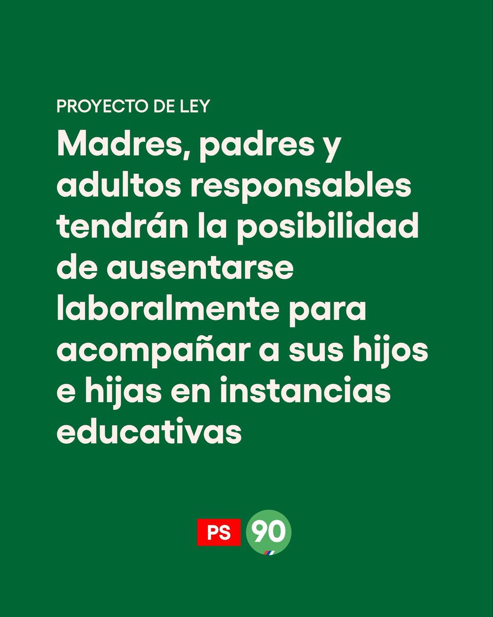 Socialistas90's tweet photo. 🗳️ El Senado aprobó hoy el proyecto de ley que permite a las trabajadoras y los trabajadores acompañar a sus hijas e hijos en las actividades de los centros educativos, sin perder el salario por las horas de ausencia en horario laboral.

Estar presente en la vida educativa de tus hijos e hijas importa.