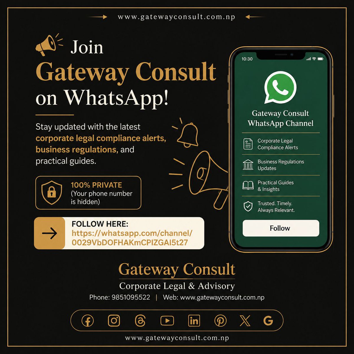 karkibkas's tweet photo. 📢 Join Gateway Consult on WhatsApp!
Stay updated with the latest corporate legal compliance alerts, business regulations, and practical guides.
🔒 100% private (your phone number is hidden).
👉 Follow here: https://t.co/4LxjDNJarR

#Gat... https://t.co/br2JYCHAnU