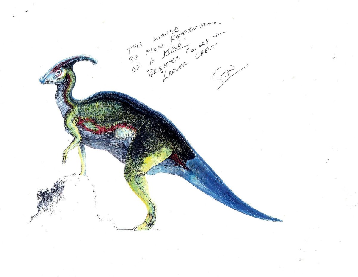 thelostaeons's tweet photo. The original Jurassic Park Parasaurolophus concept art in high quality.
One of the most beautiful designs and colors in the entire franchise. It's a shame it never properly returned. https://t.co/kGita1uCGP
