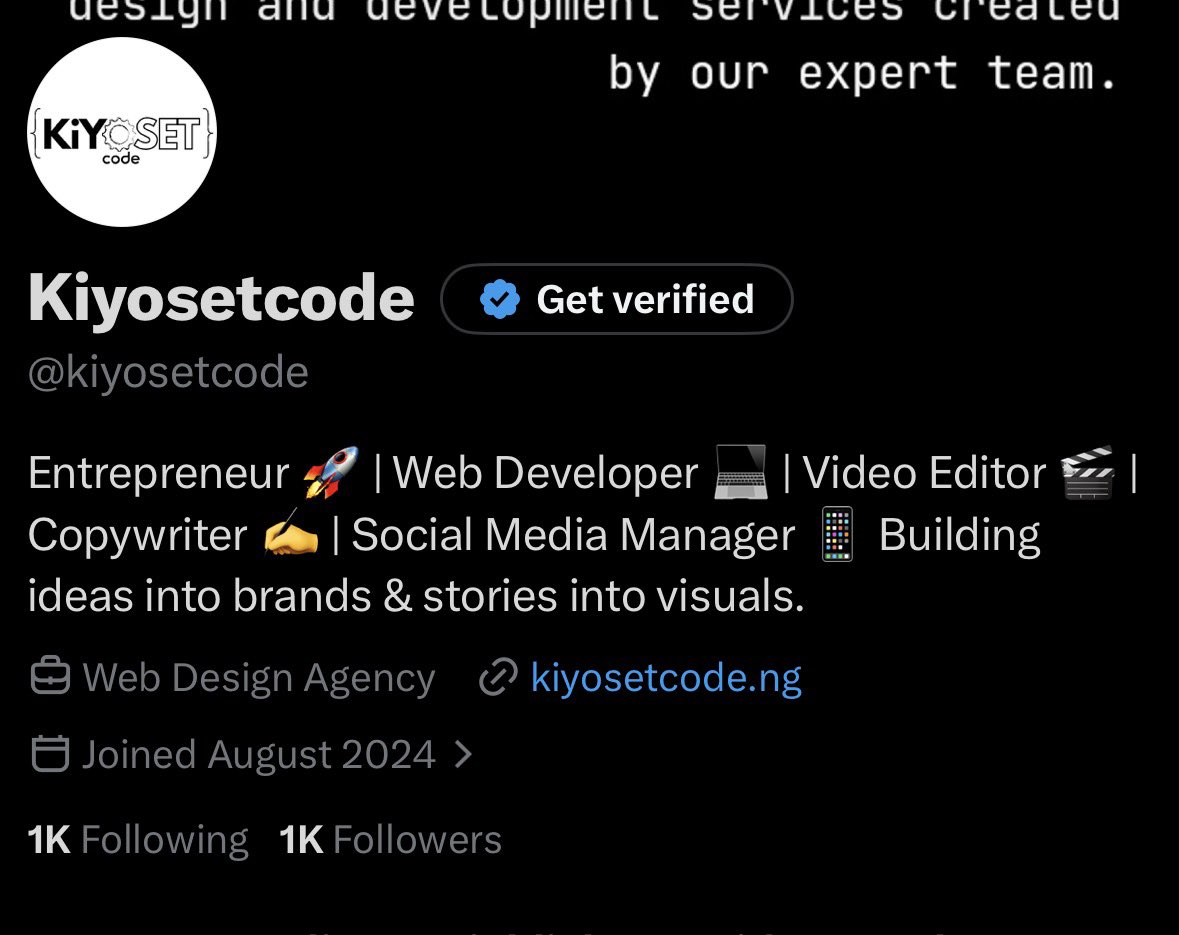 kiyosetcode's tweet photo. Congratulations to me on hitting 1K followers 🎉

A small milestone, but a big reminder that consistency pays off. Grateful for everyone who’s been following the journey.

On to the next 10K 🚀 https://t.co/JF8tHKehbL