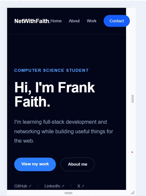 NetWithFaith's tweet photo. If error were a person, I’d love for it to see how I overcame it. Unfortunately, it isn’t. 😮‍💨😂

Anyway… my portfolio is finally LIVE! 🎉🚀

The bugs had their time. Now, it’s my turn to be happy. 😌

Link in the comments 👇🏽

Keep learning. Keep building. NEVER GIVE UP! 💻🚀 https://t.co/buYYvb5Rop