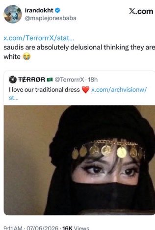 Mrwuvw's tweet photo. Insecure Iranian b!tches really love playing the victim card acting like they weren’t bullying saudi , afghani, arab and even European women https://t.co/8Bl7KLSyji