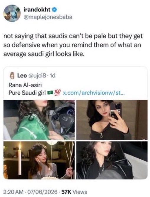 Mrwuvw's tweet photo. Insecure Iranian b!tches really love playing the victim card acting like they weren’t bullying saudi , afghani, arab and even European women https://t.co/8Bl7KLSyji