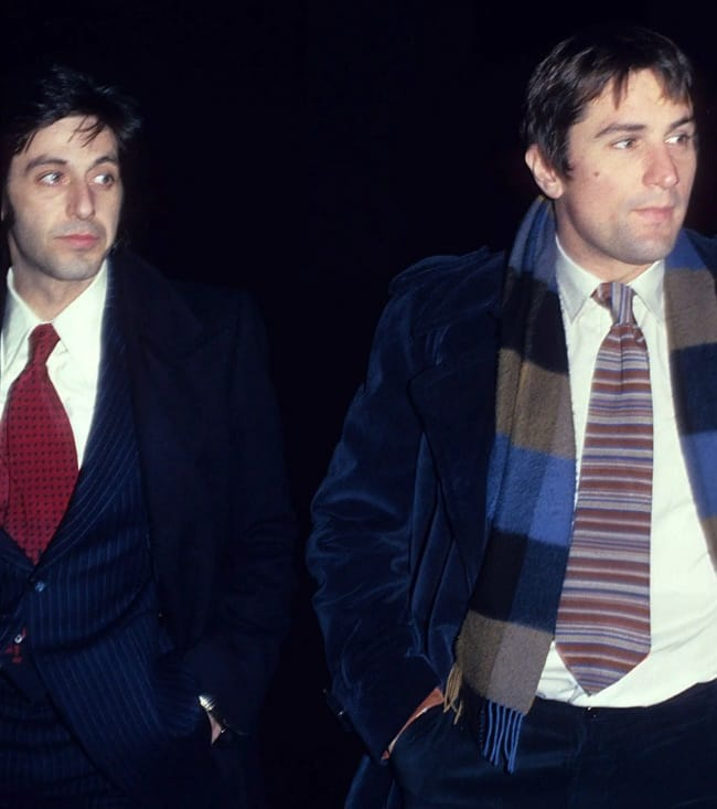 cinevow's tweet photo. Robert De Niro and Al Pacino in New York City, 1977 https://t.co/2fKRurqNam