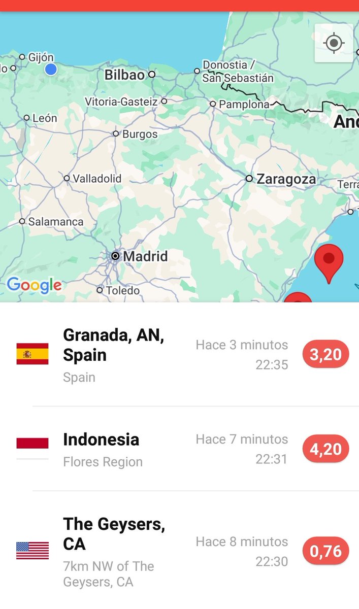 EnsancheMeteo's tweet photo. Ocurrió un terremoto 3.2 cerca de Granada, AN, Spain..
Day 18 agosto
⌚22:40 𝚑.
#terremoto #earthquake #tremblement #terramoto #QuakeSpain https://t.co/E6KyQ4f6vN