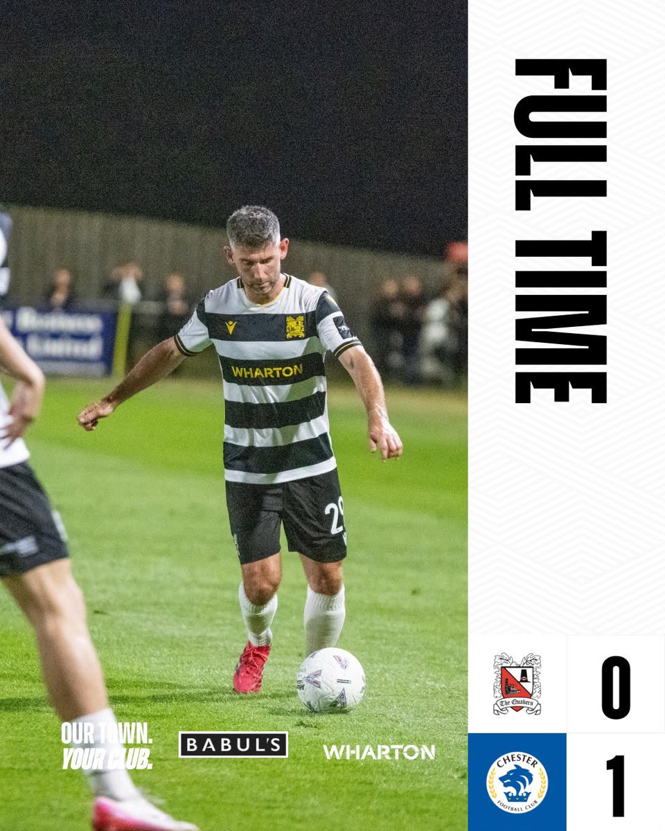 Official_Darlo's tweet photo. ⏰ 𝗙𝗨𝗟𝗟 𝗧𝗜𝗠𝗘

Defeat for The Quakers. Thanks for your support this evening.

#WeAreDarlo⚫️⚪️ https://t.co/mHPWdnw8yo