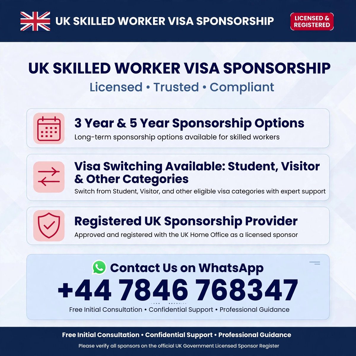 _kerich_77's tweet photo. 🇬🇧 UK SKILLED WORKER VISA SPONSORSHIP
3 & 5 Year Sponsorship Options Available
✅ Visa Switching: Student, Visitor & Other Categories
✅ Registered UK Sponsorship Provider
✅ Free consultation
DM
+447846768347
#UKJobs #VisaSponsorship #SkilledWorkerVisa #WorkInUK #UKVisa https://t.co/T1cq1vV5Bl
