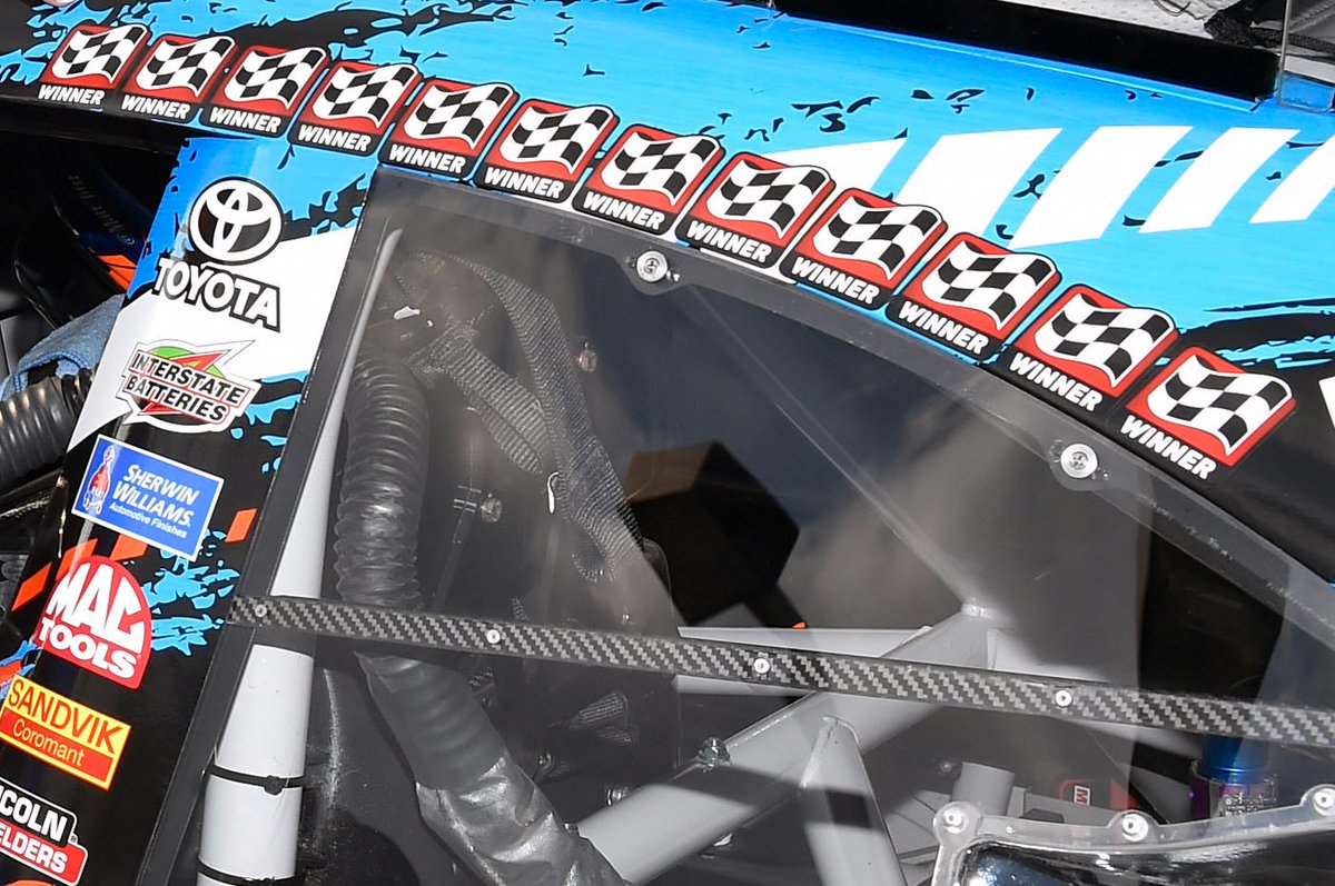 XfinityRacing's tweet photo. The most win stickers ever on a car, 10 were from Kyle Busch.

#ForeverRowdy https://t.co/CKX4Ywqr1N