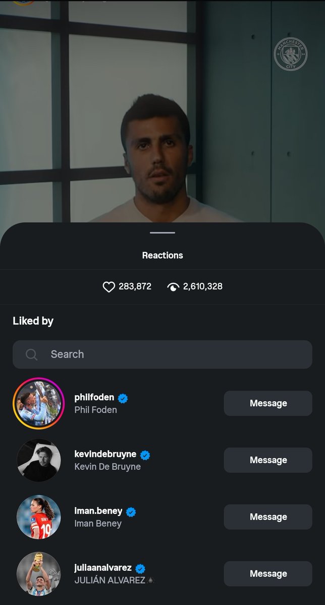 debruynr17's tweet photo. Foden, KDB and Alvarez liked Rodri farewell post on instagram 🥹🩵 https://t.co/98hfjmpoDy