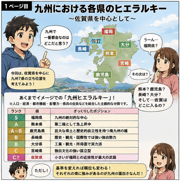 SagacityNews's tweet photo. 九州における各県のヒエラルキー
～佐賀県を中心として考えてみる～ https://t.co/z5vLkXwgUf